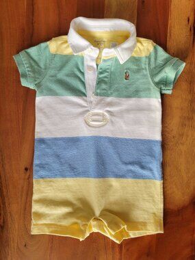 Polo Ralph Lauren Baby Boys 6M Color Block Cotton Jersey Rugby Bodysuit